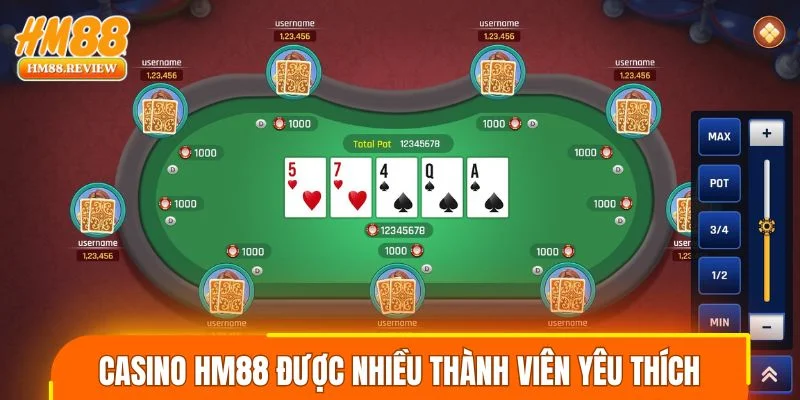 Casino HM88 được nhiều thành viên yêu thích