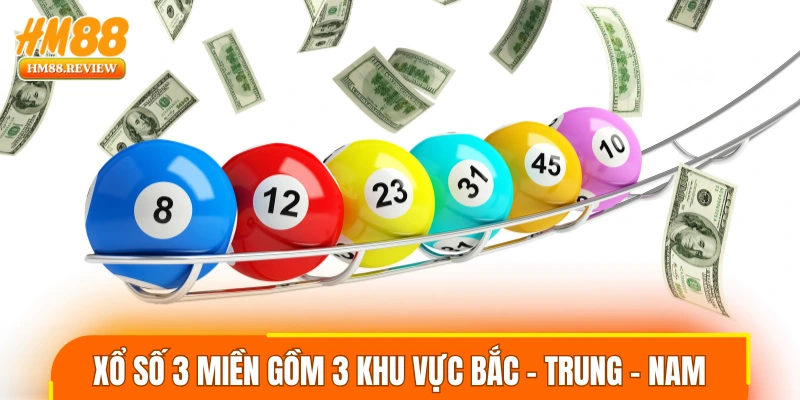 Xổ số 3 miền gồm 3 khu vực Bắc - Trung - Nam